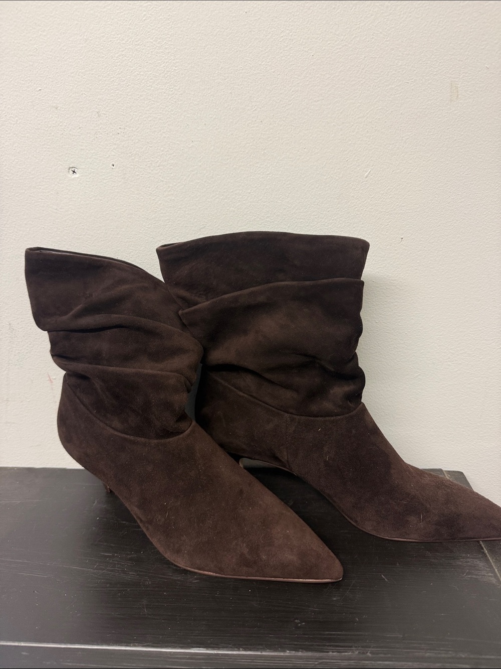 Steve Madden Dark Brown Suede Slouch Pointed Ankle Boots